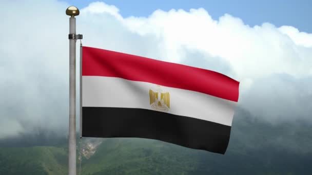 Bandiera Egiziana Sventola Sul Vento Montagna Egitto Banner Che Soffia — Video Stock