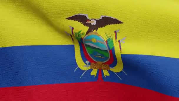 Эквадорский Флаг Машущий Ветром Закрыть Гладкой Шелковистой Пленкой Текстура Ткани — стоковое видео