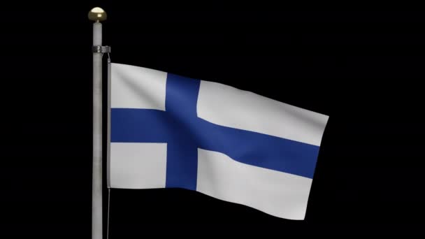 Illustrasjon Alpha Finlandian Flag Waving Wind Finsk Banner Myk Glatt – stockvideo