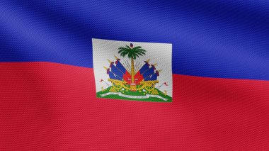 3D, Haiti bayrağı rüzgarda dalgalanıyor. Haiti afişini kapat, yumuşak ve pürüzsüz ipek. Kumaş kumaş dokusu Asteğmen arkaplan.