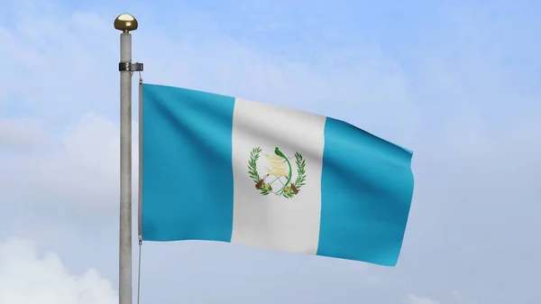 Guatemalteekse Vlag Wapperend Wind Met Blauwe Lucht Wolken Guatemala Spandoek — Stockfoto