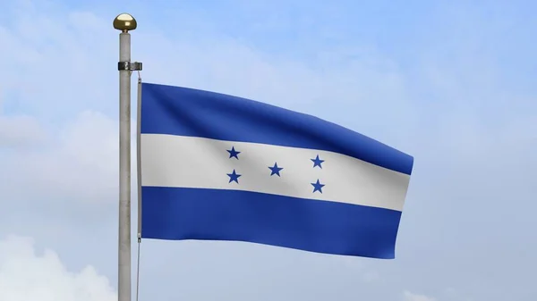 Гондураський Прапор Розмахує Вітром Блакитним Небом Хмарами Гондурас Банер Дує — стокове фото