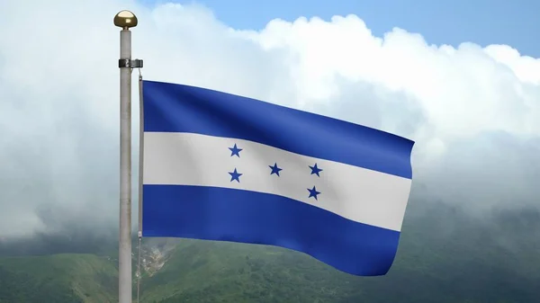 Bandeira Hondurenha Acenando Vento Montanha Banner Honduras Soprando Seda Macia — Fotografia de Stock