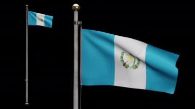 3D illüstrasyon Alpha Guatemala bayrağı rüzgarda dalgalanıyor. Guatemala 'nın yumuşak ipek bayrağını yakın çekin. Kumaş kumaş dokusu, Asteğmen. Ulusal gün ve ülke etkinlikleri konsepti için kullan..