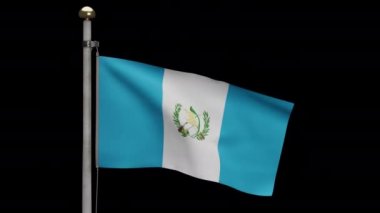 3D illüstrasyon Alpha Guatemala bayrağı rüzgarda dalgalanıyor. Guatemala 'nın yumuşak ipek bayrağını yakın çekin. Kumaş kumaş dokusu, Asteğmen. Ulusal gün ve ülke etkinlikleri konsepti için kullan..