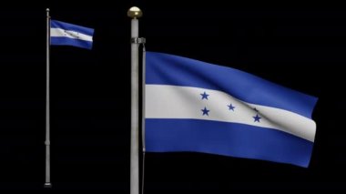 3D illüstrasyon Alpha Honduras bayrağı rüzgarda dalgalanıyor. Honduras afişi, yumuşak ve pürüzsüz ipek. Kumaş kumaş dokusu, Asteğmen. Ulusal gün ve ülke etkinlikleri konsepti için kullan..