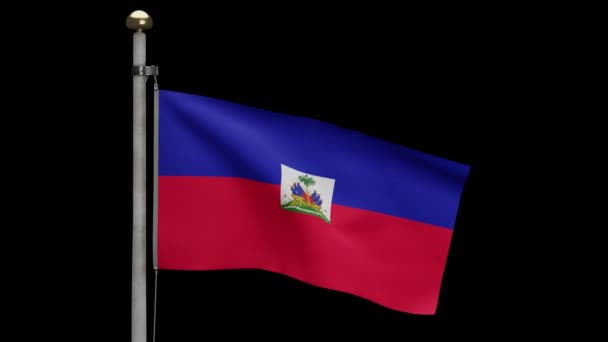 Ilustración Bandera Haitiana Alpha Ondeando Viento Primer Plano Bandera Haití — Vídeos de Stock