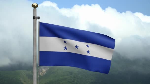 Honduras Flagga Viftar Vinden Vid Berget Honduras Banner Blåser Mjukt — Stockvideo
