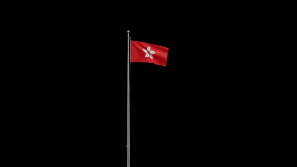 Иллюстрация Флаг Альфа Хунконга Машущий Ветром Гонконгский Баннер Мягкий Гладкий — стоковое видео