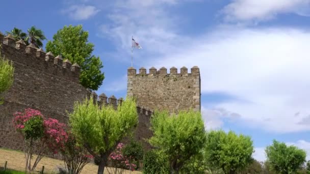 Kastély Középkori Lovagok Templomosok Legrégebbi Jerez Los Caballeros Spanyolország Ruhák — Stock videók