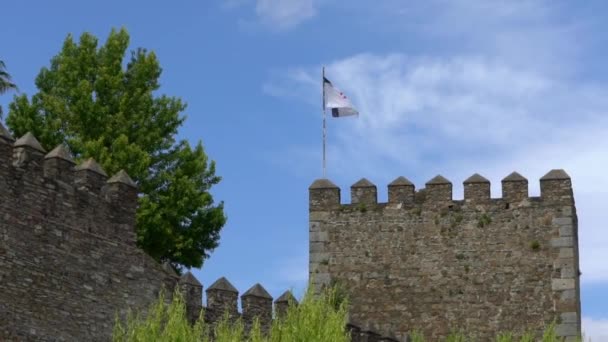 Castillo Medieval Los Caballeros Los Templarios Más Antiguo Jerez Los — Vídeo de stock