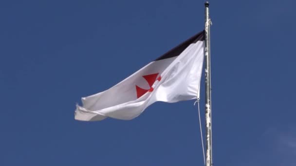 Slow Motion Flag Banner Knights Templars Castle Medieval Jerez Los — Stock Video