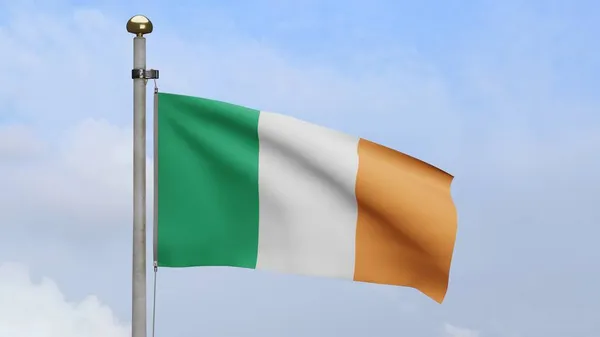 Bandera Irlanda Ondeando Viento Con Cielo Azul Nubes Bandera Irlandesa —  Fotos de Stock