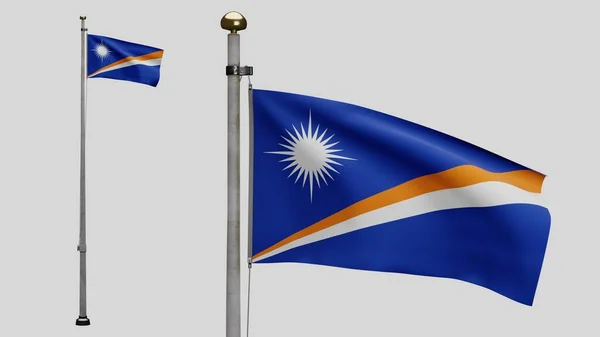 Marshallese Vlag Wapperend Wind Sluiten Van Marshall Spandoek Blazen Zacht — Stockfoto