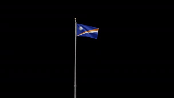3D展示了马绍尔群岛国旗在风中飘扬的阿尔法 密闭的马歇尔旗帜飘扬 柔滑的丝绸 布匹织物质感标志背景 — 图库视频影像