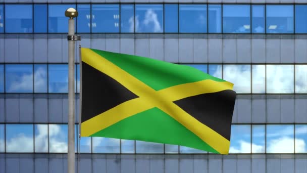 Jamajská Vlajka Vlnící Větru Zblízka Jamajský Prapor Fouká Měkké Hladké — Stock video