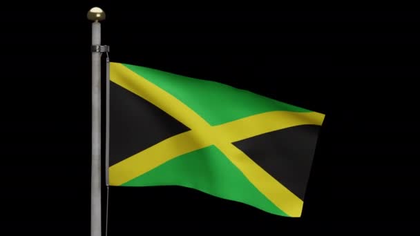 Ilustración Alfa Bandera Jamaiquina Ondeando Viento Primer Plano Jamaica Banner — Vídeo de stock