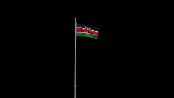 3D图为肯尼亚国旗在风中飘扬的阿尔法 靠近肯亚的横幅飘扬 柔滑柔滑的丝绸 布匹织物质感标志背景 — 图库视频影像