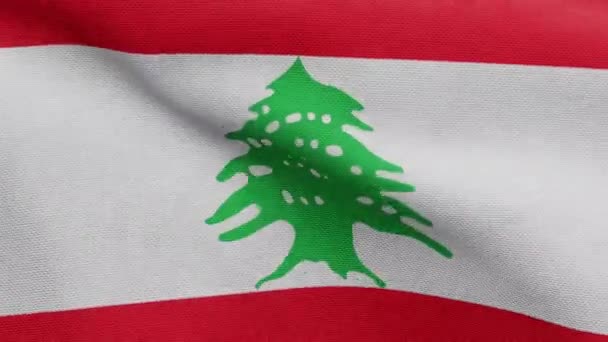 Bandera Libanesa Ondeando Viento Primer Plano Bandera Del Líbano Que — Vídeo de stock