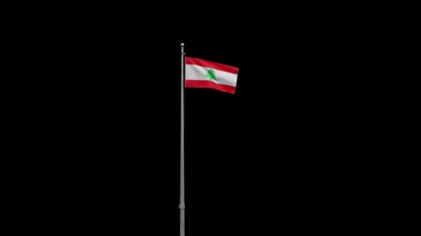 Ilustração Bandeira Libanesa Alpha Acenando Vento Feche Bandeira Líbano Soprando — Vídeo de Stock