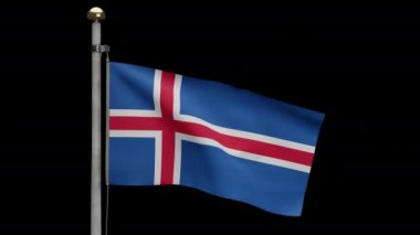 İzlanda bayrağının rüzgarda dalgalanan 3D illüstrasyonu. İzlanda afişini kapat, yumuşak ve pürüzsüz ipek. Kumaş kumaş dokusu, Asteğmen. Ulusal gün ve ülke etkinlikleri kavramı.