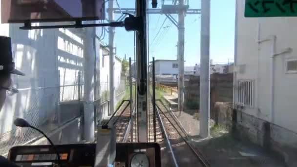 Kyoto Japonya Nisan 2019 Japon Yerel Treni Ilkbahar Mevsiminde Demiryolu — Stok video