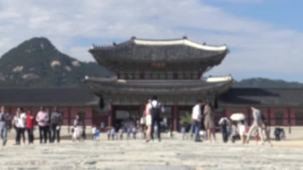 Güney Kore Deki Gyeongbokgung Sarayı Girişindeki Geunjeong Jeon Salonunu Ziyaret — Stok video