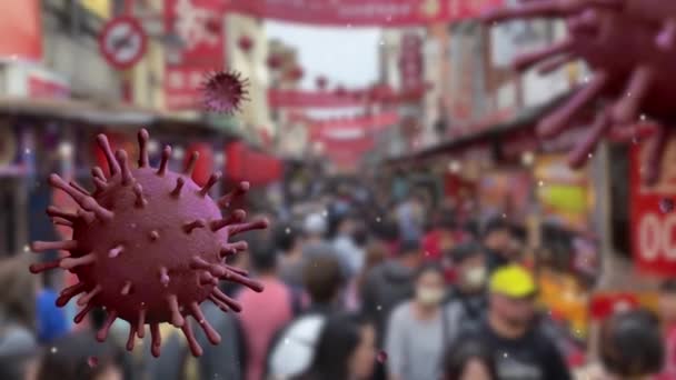 Illustration Omicron Variant Virus Covid Local Street Market Taipei City — Vídeo de Stock