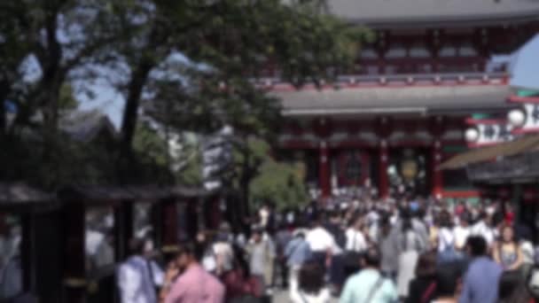 Blurred Defocused View Crowd Asian People Crossing Hozomon Gate Red — Stockvideo