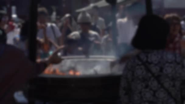 Unscharfe Defokussierte Blicke Von Menschen Die Den Berühmten Japanischen Tempel — Stockvideo
