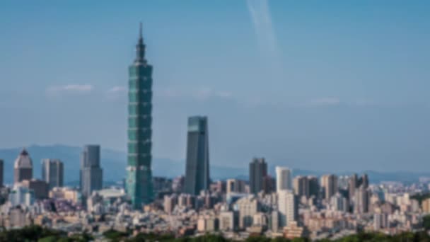 Rozmazaný Rozostřený Pohled Krásný Načasovaný Letecký Pohled Krajinné Stavby Taipei — Stock video