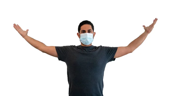 Portrait Caucasian Man Medical Mask Corona Virus Outbreak Person Indoor — 图库照片