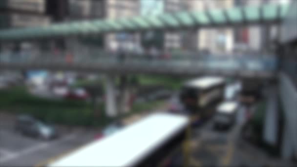 Tráfico Desenfocado Borroso Gente Calle Del Centro Hong Kong — Vídeos de Stock