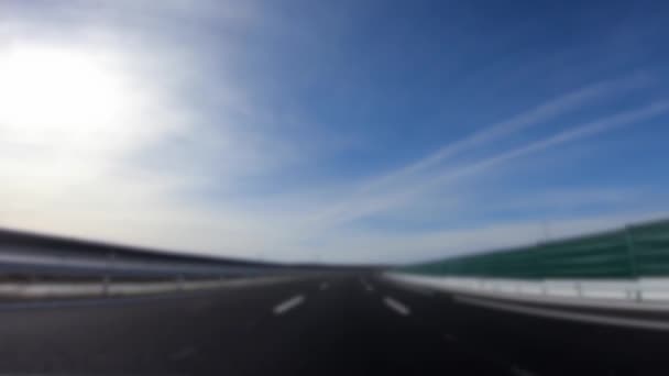 Nieostre Ujęcie Pov Widok Jazdy Samochodem Autostradzie Prowincjach Sewilli Południowej — Wideo stockowe
