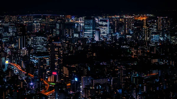Japão Horizonte Urbano Moderno Noite Com Vista Para Bela Cidade — Fotografia de Stock