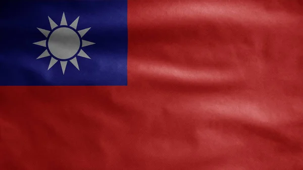 Тайванський Прапор Махає Вітром Тайваньский Банер Взрывает Мягкий Шовк Текстура — стокове фото