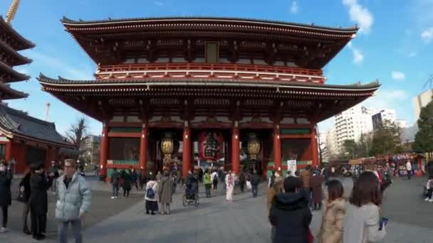 Tokyo Jepang Februari 2020 Banyak Turis Depan Gerbang Hozomon Gerbang — Stok Video