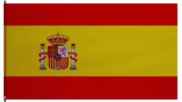 Spanische Flagge Spanien Setzt Auf Weiche Seide Textur Stoff Fähnrich — Stockfoto