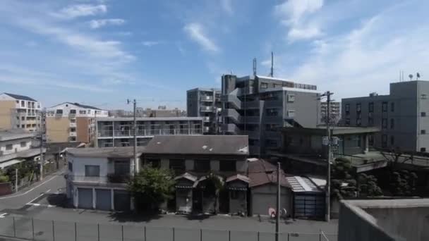 Osaka Japan April 2019 Cityscape View Window Train Travels City — ストック動画