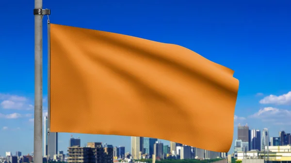Orange Flag Mockup You Design Beauty Landmark City Buildings Layout — Photo