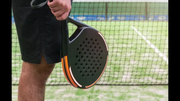 Professional Monitor Padel Holding Black Racket Class Student Outdoor Tennis — Stock Video