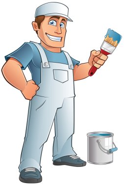Painter with brush in hand clipart