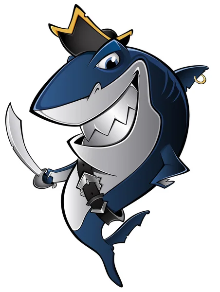 Haaien piraat met zwaard — Stockvector