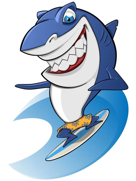 Shark surf simpatico — Vettoriale Stock