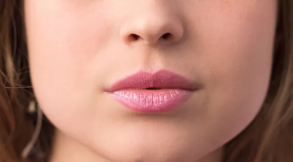 Beautiful lips with shiny lipstick — Stock Photo, Image