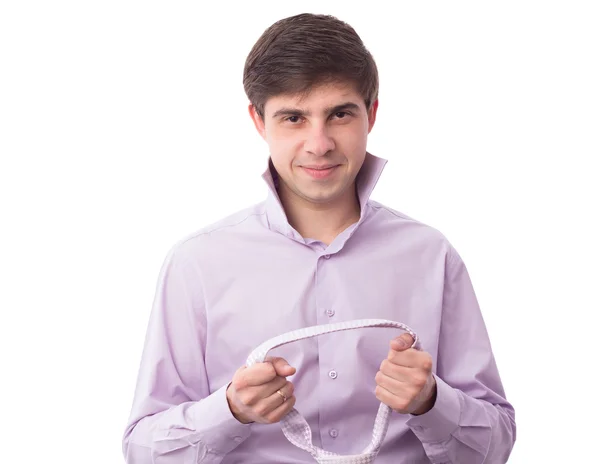 Man in overhemd en stropdas bedrijf — Stockfoto