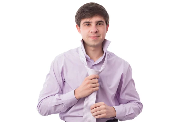 Uśmiechnięty mężczyzna w koszulę i krawat — Zdjęcie stockowe