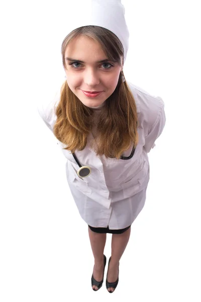 Young woman doctor with phonendoscope on neck — Stock Photo, Image