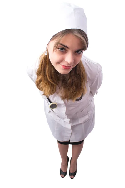 Young woman doctor with phonendoscope on neck — Stock Photo, Image