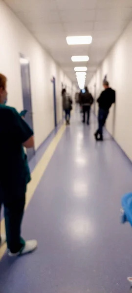 Teknolojik Alanın Tıp Hastane Koridorunun Modern Bir Hastanenin Odağından Çıkmış — Stok fotoğraf